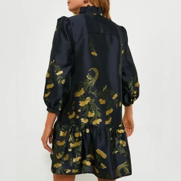 NWT - Tuckernuck - XS - Navy Jasmine Vine Jacquard Formal Palmerston Dress $228 - Picture 2 of 13